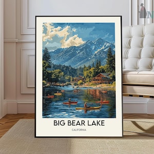 Big Bear Lake Travel Poster, Big Bear Lake Wall Art, Big Bear Lake Poster Print, Big Bear Lake Photo, Big Bear Lake Decor, California, USA