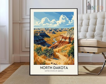 Stampa del Dakota del Nord, Arte murale del Dakota del Nord, Poster del Dakota del Nord, Foto del Dakota del Nord, Stampa poster del Dakota del Nord, Mappa del Dakota del Nord