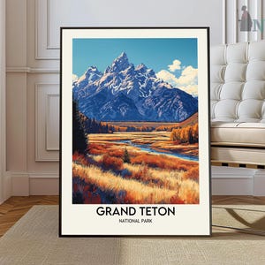 Grand Teton National Park Print, Grand Teton National Park Photo Poster, Grand Teton Travel Wall Art, Grand Teton Map Print, Wyoming, USA