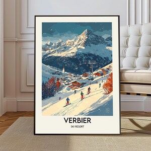 Cartel de la estación de esquí de Verbier, arte de la pared de la estación de esquí de Verbier, impresión de la estación de esquí de Verbier, foto de la estación de esquí de Verbier, impresión del cartel de la estación de esquí de Verbier