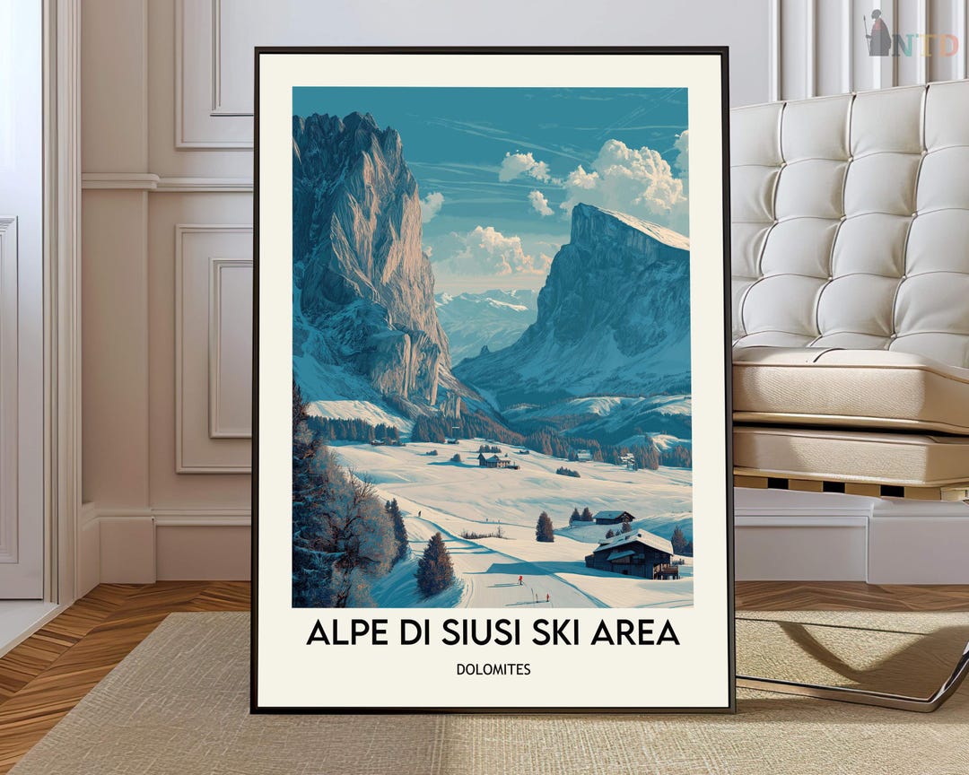 Alpe Di Siusi Ski Area Poster, Dolomites Seiser Alm Alpine Wall Art ...
