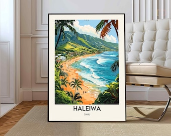 North Shore Oahu Surf Map - 12x18 Retro Hawaii Travel Print - Etsy