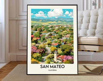 San Mateo Poster, San Mateo Wandkunst, San Mateo Druck, San Mateo Foto, San Mateo Karte Druck, San Mateo Reise, San Mateo Stadt, San Mateo CA