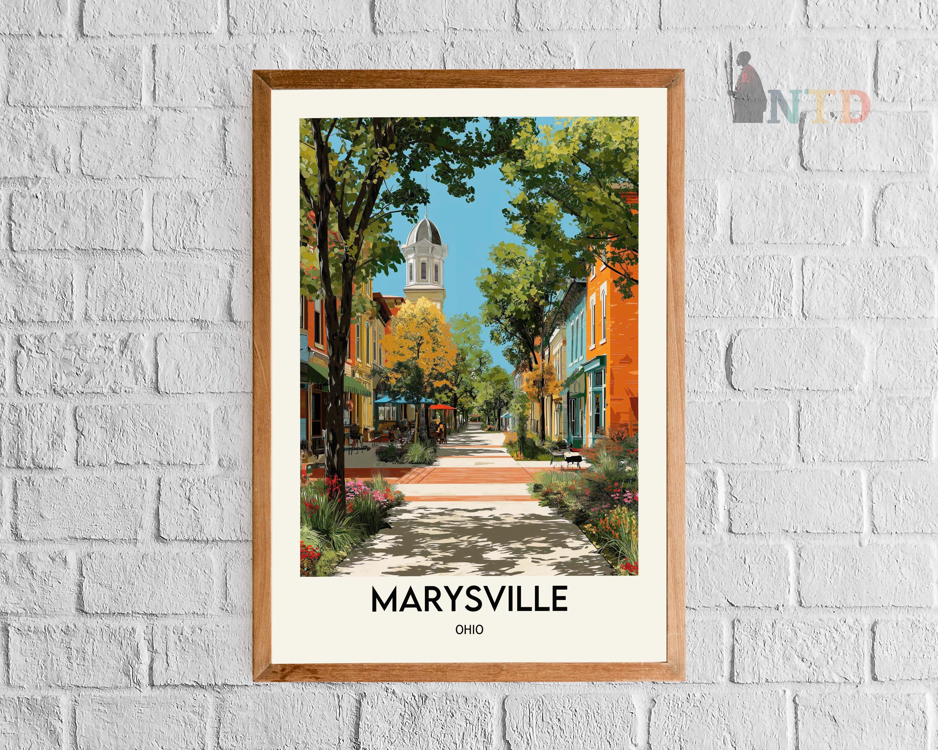 Marysville Ohio Poster Print, Scenic Midwest City Wall Art