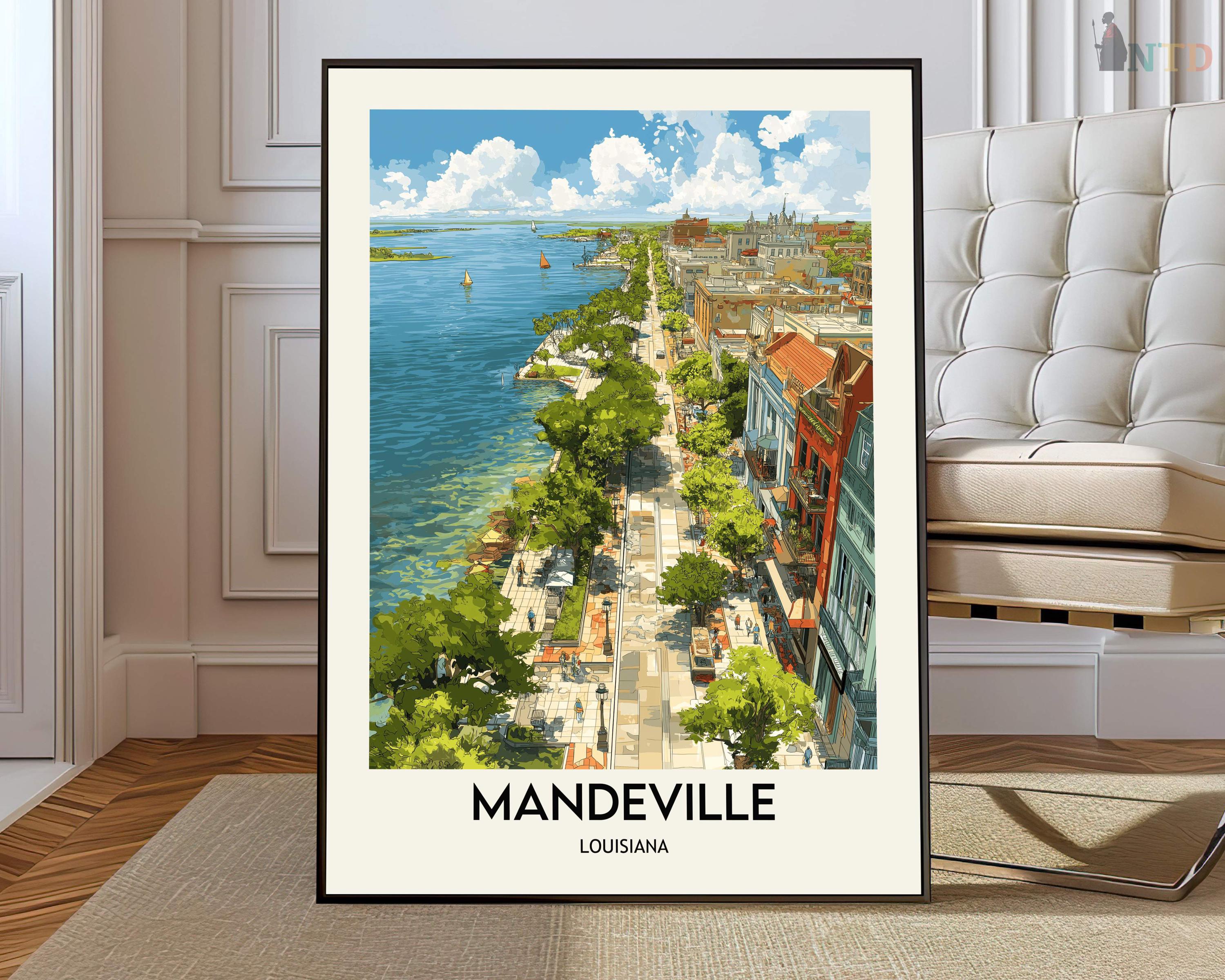 Mandeville Louisiana Poster Print St Tammany Parish Wall Art Lake