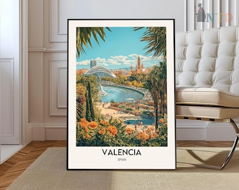 Valencia Poster, Valencia Travel Print, Tropical Decor, City Wall Art, French Decor, France Travel Print, Valencia Gift, Valencia spain