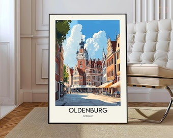 Poster di Oldenburg, arte murale di Oldenburg, stampa di Oldenburg, foto di Oldenburg, Oldenburg in Germania, viaggio a Oldenburg, città di Oldenburg, mappa di Oldenburg