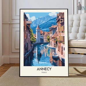 Impression Annecy - Art mural lac d'Annecy - Affiche Annecy - Oeuvre d'art Annecy - Poster Annecy France - Tableau d'Annecy - Vue d'Annecy - Poster Lac d'Annecy
