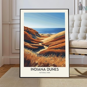 Indiana Dunes National Park Poster, National Park Gift, Nature Print, Nature Lover Gift, Printable Wall Art, Indiana Beach, Lake Michigan