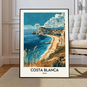 Costa Blanca Poster, Spain Travel Print, Spanish Decor, Europe Travel Poster, European Wall Art, Sea Print, Costa Blanca Travel Poster