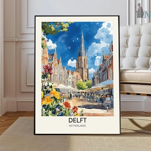 Delft Print, Delft Wall Art, Delft Poster, Delft Photo, Delft Poster Print, Delft Travel Poster, Delft Netherlands, South Holland poster