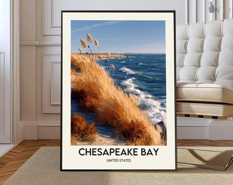 Poster „Chesapeake Bay“ – Wandbild für Maryland und Virginia – Amerikas Flussmündung, Küstenlandschaft – USA-Reiseillustration – Geschenk