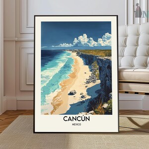 Cancun Travel Poster, Cancun City Travel Poster Print, Cancun Travel Poster Wall Art, Cancun México, La capital, Coast Travel Poster