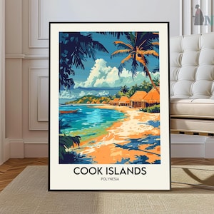 Cook Islands Travel Art Print, Pacific Ocean Art Tourist Poster, Travel to Cook Islands Print, Cook Islands Rarotonga Cook Islands poster