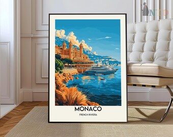 Affiche Monaco Côte d'Azur, art mural côtier