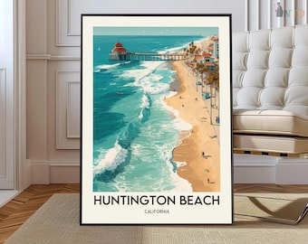 Reseaffisch från Huntington Beach, väggkonst från Huntington Beach, tryck från Huntington Beach, foto från Huntington Beach, Huntington Beach Kalifornien