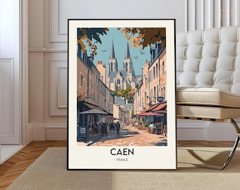 Caen France Poster: Normandy Travel Print, Modern Wall Art