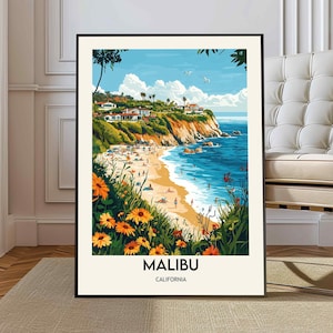 Affiche Malibu, art mural Malibu, impression Malibu, photo Malibu, impression affiche Malibu, affiche de voyage Malibu, plage de Zuma, plage d&#39;El Matador