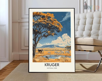Kruger National Park Travel Print Wall Art Kruger National Park Wall Hanging Home Décor Kruger National Park Gift Art Lovers South Africa