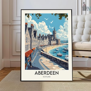 Affiche Aberdeen, impression Ecosse, art mural Aberdeen, affiche paysage urbain, décoration Aberdeen, impression écossaise, impression Aberdeen, art mural écossais