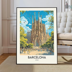 Barcelona Print, Barcelona Poster, Barcelona Wall Art, Barcelona Art Print, Barcelona Spain, Spain Poster, Barcelona Skyline, Travel Poster