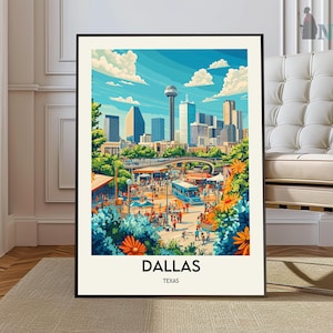 Dallas Travel Print, Wall Art Dallas, Dallas Texas Print, Dallas Poster, Dallas Gift Art, USA Travel Print, USA Poster, USA Gift