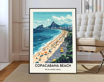 Copacabana Beach Travel Print Wall Art Copacabana Brazil Wall