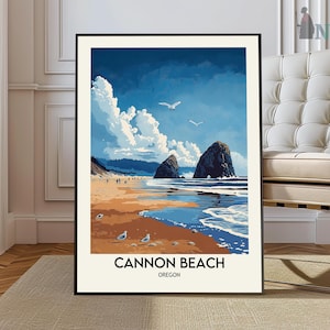Cannon Beach Travel Poster, Cannon Beach Wall Art, Cannon Beach Poster Print, Cannon Beach Photo, Cannon Beach Decor, Oregon, USA