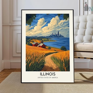 Impression Illinois, art mural Illinois, affiche Illinois, Photo Illinois, impression affiche Illinois, décoration murale Illinois, impression USA, Chicago Illinois
