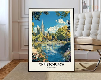 Christchurch Print, Christchurch Poster, Christchurch Wall Art, Christchurch Travel, Christchurch art print, Christchurch New Zealand Print