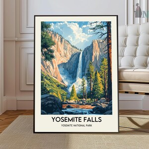 Yosemite Falls Travel Print Wall Art Yosemite Falls Wall Hanging Home Décor Yosemite Falls Gift Art Lovers California Art Poster Yosemite