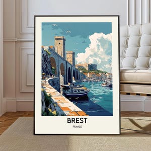 Póster de Brest, Arte mural de Brest, Impresión de Brest, Foto de Brest, Impresión de póster de Brest, Póster de viaje de Brest, Póster de la ciudad de Brest, Póster de Bretaña, Francia