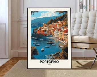Portofino-afdruk, Portofino-muurkunst, Portofino-poster, Portofino-foto, Portofino-posterafdruk, Italiaanse Rivièra Portofino, Portofino, Italië