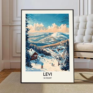 Póster de la estación de esquí de Levi, arte mural de la estación de esquí de Levi, impresión de la estación de esquí de Levi, foto de la estación de esquí de Levi, arte de la estación de esquí de Levi, Levi Ski Finland