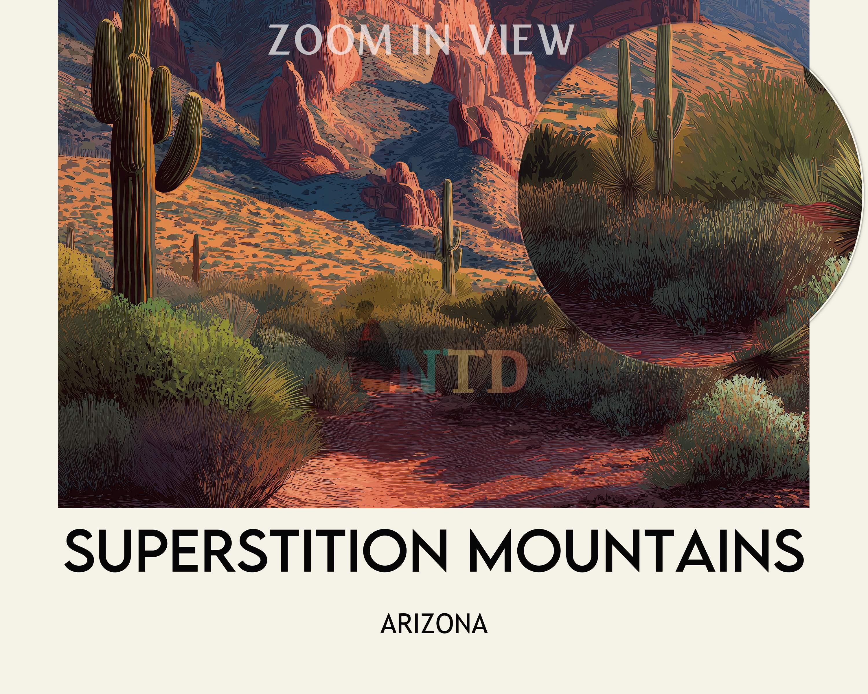 Superstition Mountains Arizona Poster, Dramatic Desert Mountain