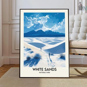 Plakat White Sands National Park, wydruk New Mexico, wydruk White Sands National Park, plakat Tularosa Basin, White Sands National Park