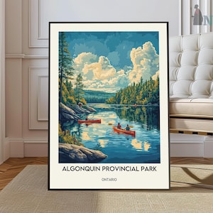 Parc provincial Algonquin, impression de voyage au Canada, décoration murale algonquine, illustration algonquine, affiche de voyage, impression de voyage au Canada, cadeau algonquin