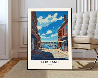 Portland Maine poster, Portland Maine print, Portland Maine art, Portland Maine decor, Portland Head Light, Casco Bay Islands