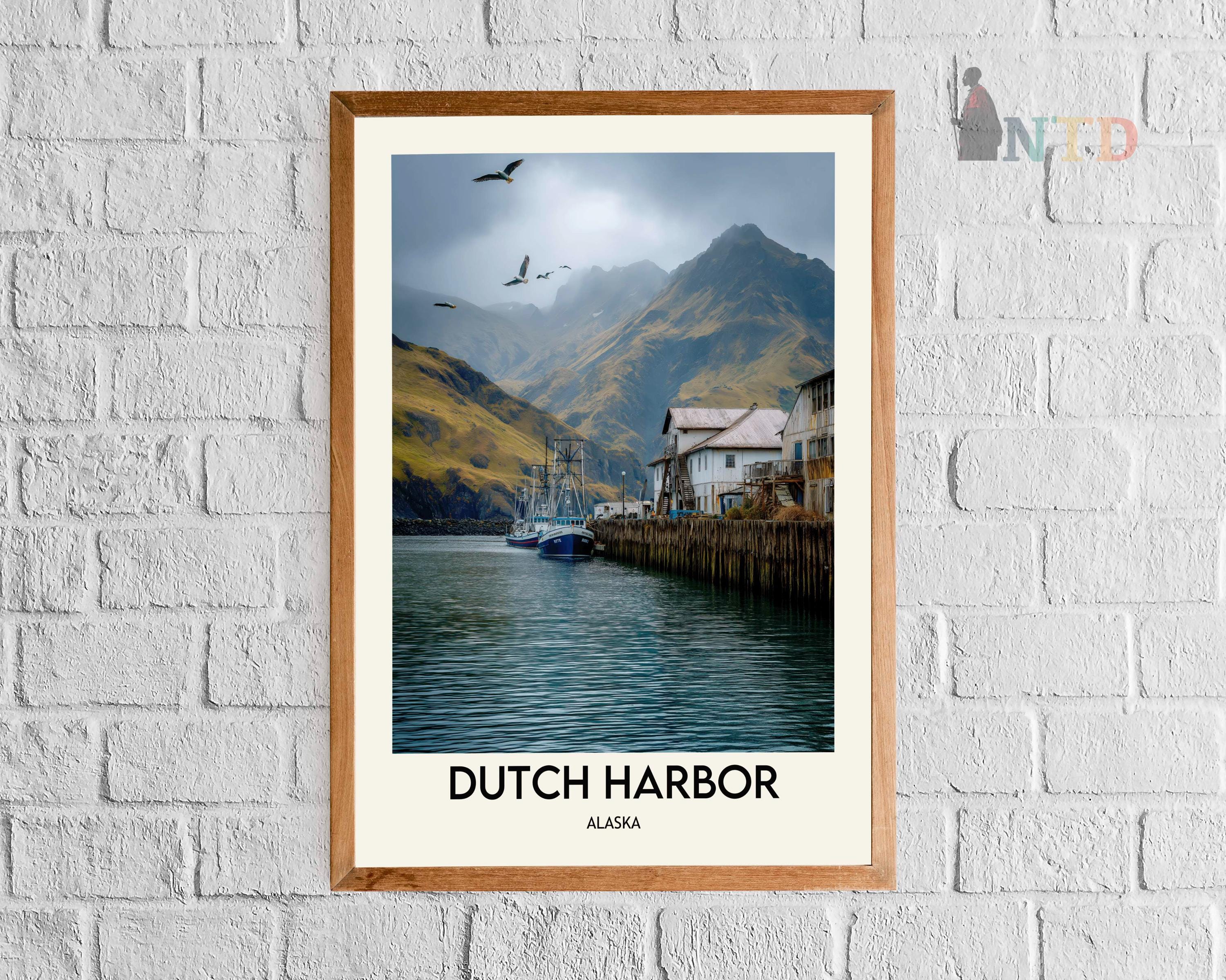 Dutch Harbor Alaska Poster Print, Unalaska Island Coastal Wall Art