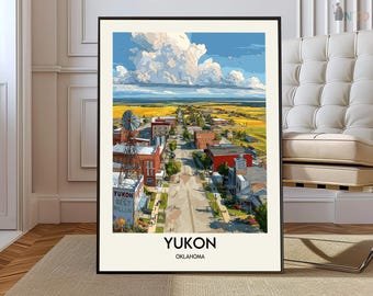 Yukon Oklahoma Poster Print, Small Town USA Wall Art, Oklahoma Travel Decor Gift