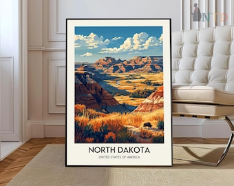 Stampa del Dakota del Nord, Arte murale del Dakota del Nord, Poster del Dakota del Nord, Foto del Dakota del Nord, Stampa poster del Dakota del Nord, Mappa del Dakota del Nord