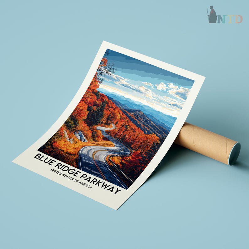 Blue Ridge Poster Blue Ridge Parkway Blue Ridge Mountains Print, Blue Ridge Mountains ...