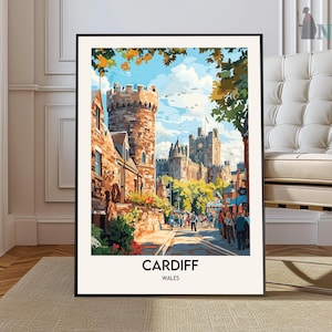 Cardiff Poster, England Reisedruck, britisches Dekor, Vereinigtes Königreich Reiseplakat, Seedruck, Cardiff Geschenk, Cardiff wales, Cardiff Castle
