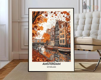 Impresión de Ámsterdam, arte mural de Ámsterdam, póster de Ámsterdam, fotografía de Ámsterdam, impresión de póster de Ámsterdam, Ámsterdam, Países Bajos, ciudad de Ámsterdam
