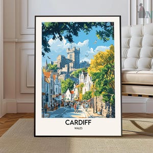 Cardiff Poster, England Travel Print, British Decor, United Kingdom Travel Poster, Sea Print, Cardiff Gift, Cardiff wales, Cardiff Castle