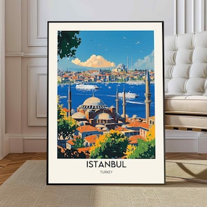 Arte mural de Estambul, Decoración de pared con atardecer, Fotografía de viajes, Arte mural imprimible, Arte mural de Turquía, Póster minimalista moderno, Arte mural de paisaje urbano