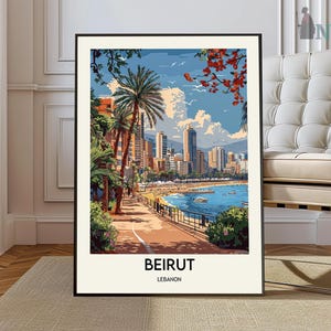Beirut Poster, Beirut Reisedruck, Tropisches Dekor, Meer, Wandkunst, libanesisches Dekor, Libanon Reisedruck, Beirut Geschenk, Beirut Reiseplakat
