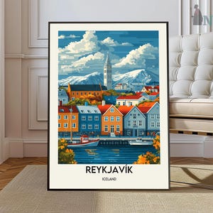 Impresión de Reykjavik, arte mural de Reykjavik, póster de Reykjavik, fotografía de Reykjavik, impresión de póster de Reykjavik, decoración de pared de Reykjavik, Reykjavik, Islandia