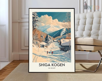 Shiga Kogen Japan Ski Resort Poster: Vintage Travel Art - Etsy