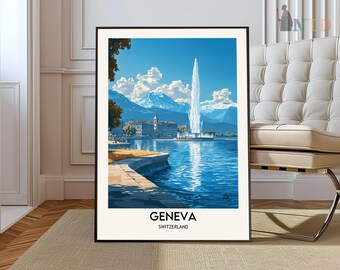 Geneva Print, Geneva Wall Art, Geneva Poster, Geneva Photo, Geneva Poster Print, Geneva  Travel Poster, Geneva Switzerland, Lake Geneva art